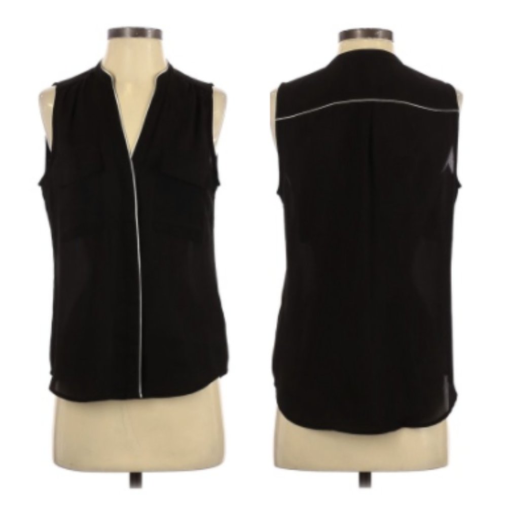 H&M Black Button-up Blouse: Size 8